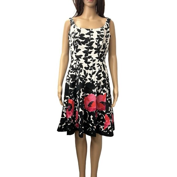 Jones Studio Women's Dress Size 6 Floral Sleeveless A-Line Knee Length Back Zip - Picture 1 of 15